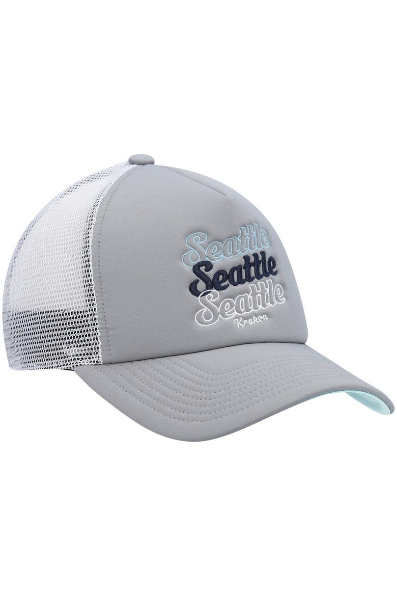 Women's adidas Gray/White Seattle Kraken Foam Trucker Snapback Hat, Alternate, color, Gray