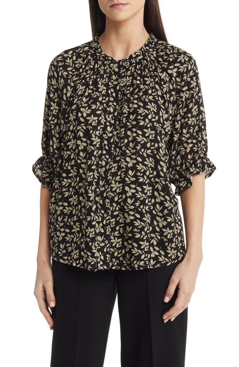 Bobeau Print Ruffle Blouse, Main, color,