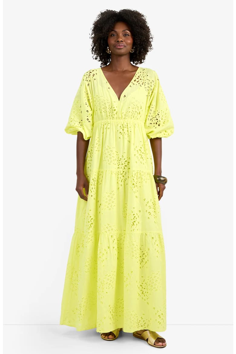 Arco Iris Cotton Eyelet Dress, Main, color, Citrus