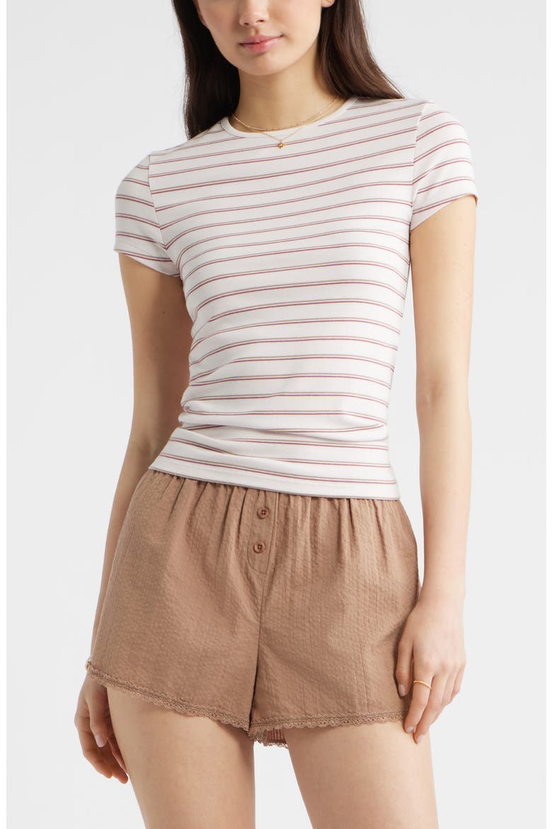 Stretch Cotton Blend Baby Tee, Main, color, PINK H BURG LANA STRIPE