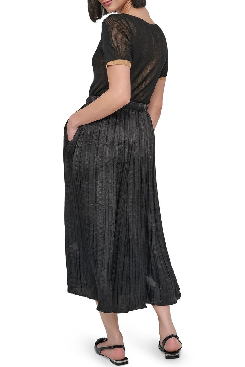 Crushed Pleated Midi Skirt, Alternate, color, BLACK