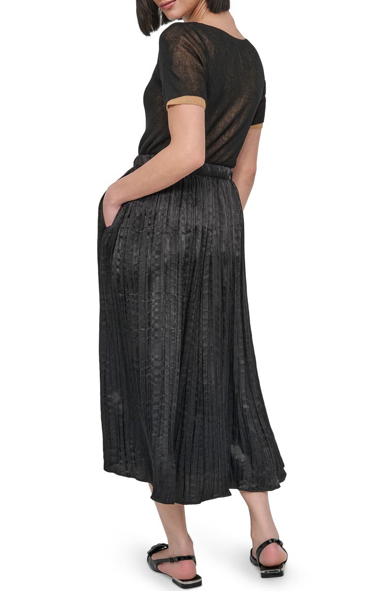DKNY Crushed Pleated Midi Skirt, Alternate, color, Black