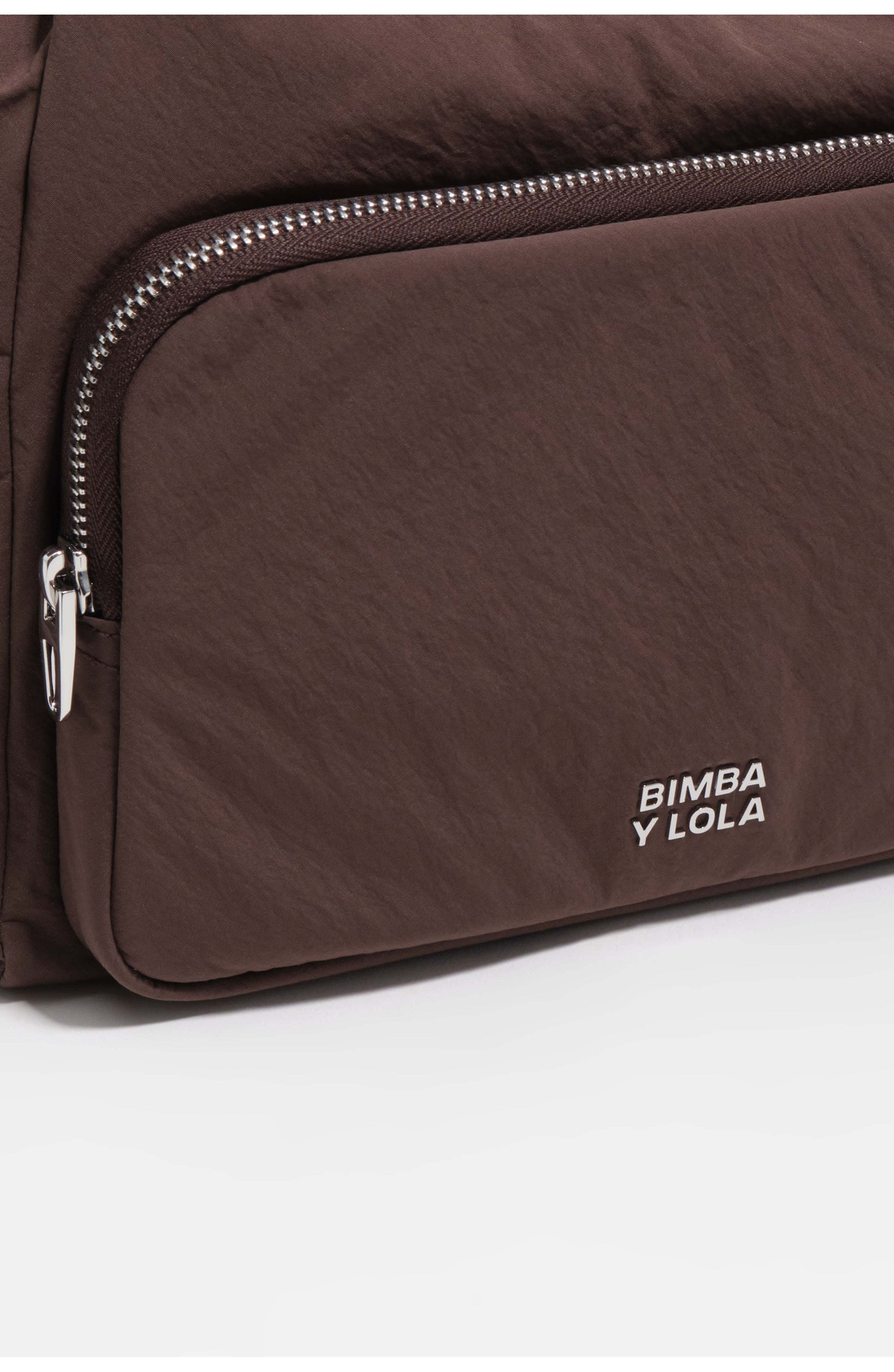 Bimba y Lola Nylon Structured Crossbody Bag, Alternate, color, Dark Brown