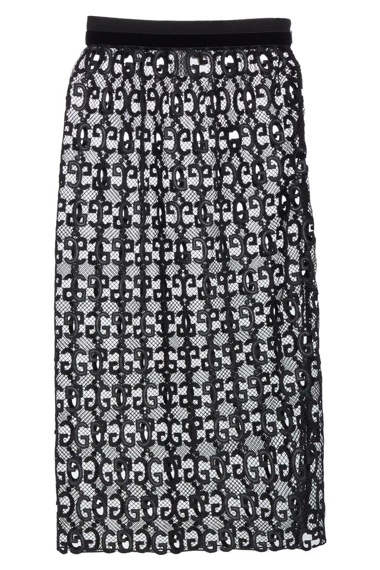 Macramé Logo Skirt, Alternate, color, BLACK