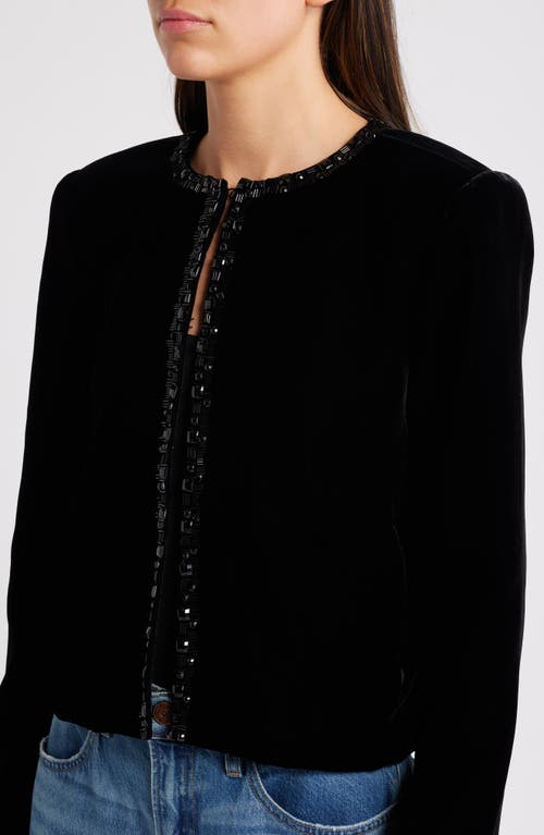 Frame Embellished Velvet Jacket In Black