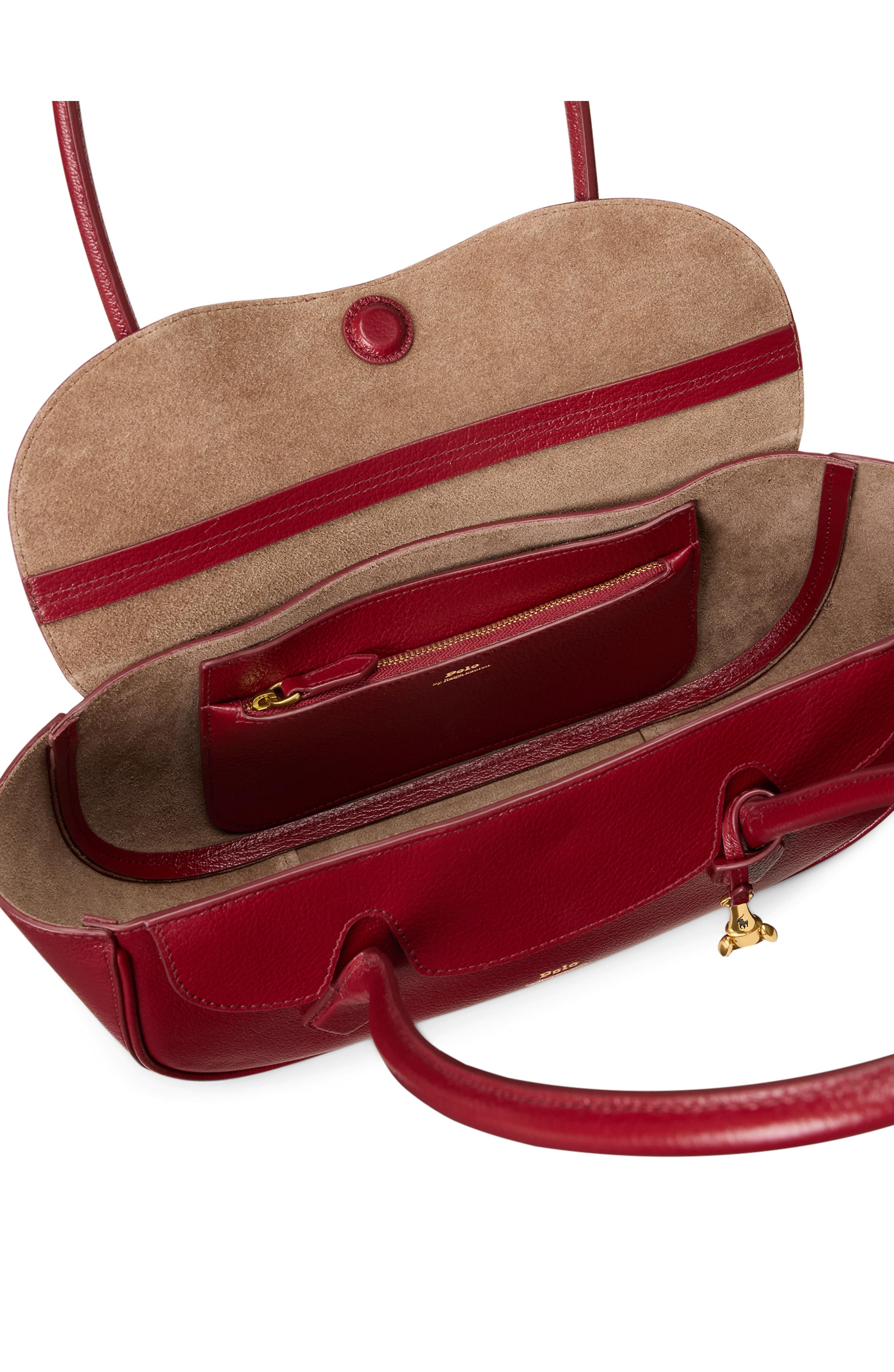 Small Polo Blaze Grained Leather Shoulder Bag, Alternate, color, CURRANT