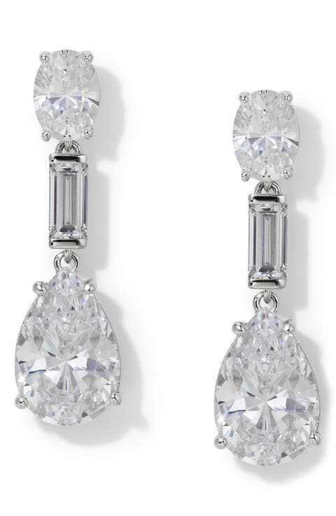 Delphine Cubic Zirconia Triple Drop Earrings