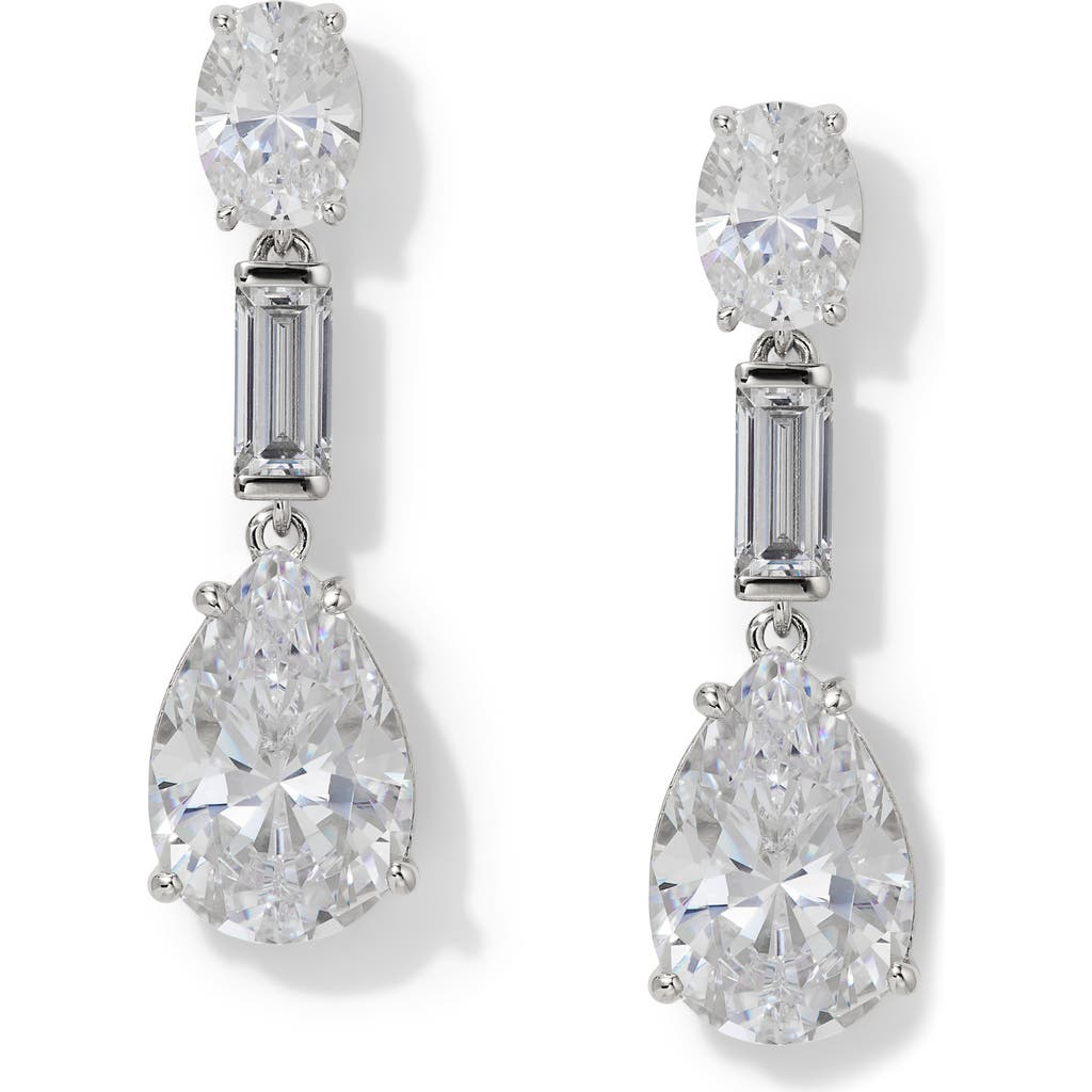 Nadri Cubic Zirconia Drop Earrings In Rhodium Plated