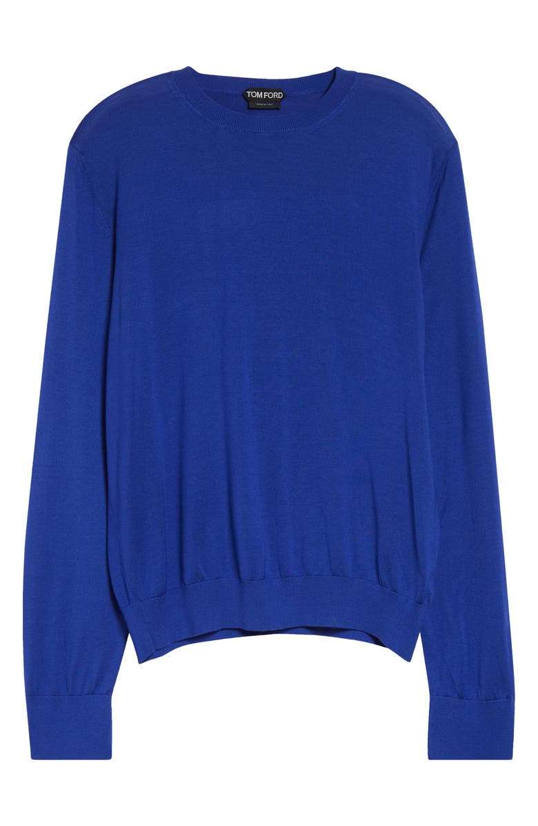 TOM FORD Fluid Silk Crewneck Sweater, Main, color, Royal Blue