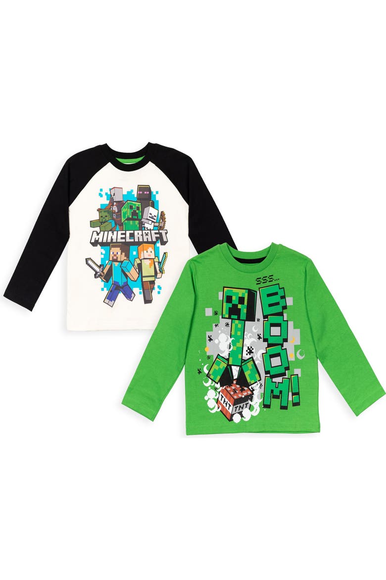 Long Sleeve T-shirt 2-pack (little Kid & Big Kid), Main, color, Ivory Green