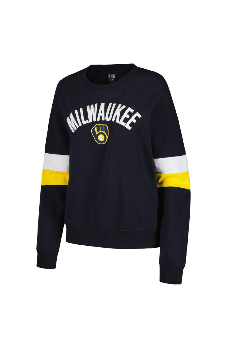 New Era Women's New Era Navy Milwaukee Brewers Game Day Crew Pullover Sweatshirt, Alternate, color, 