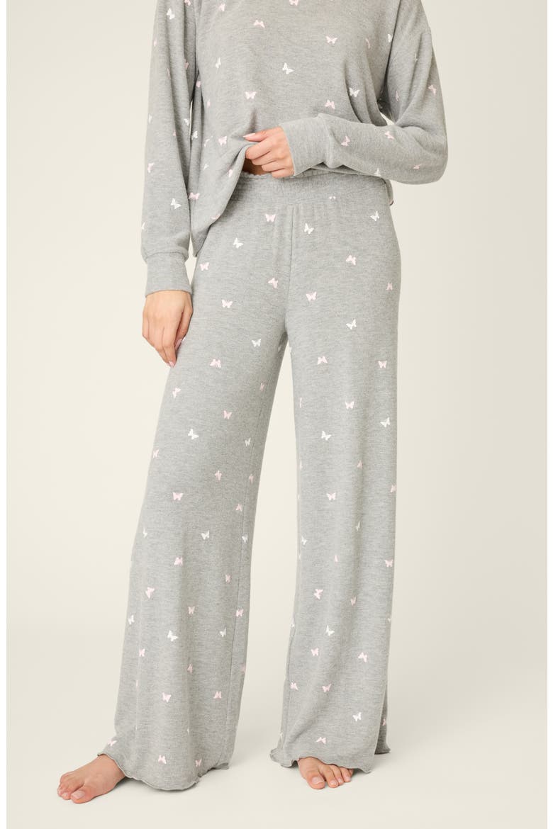 Peachy Mix Match Butterfly Pajama Pants, Main, color, HEATHER GREY