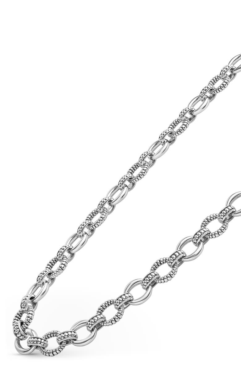 LAGOS Sterling Silver Fluted Small Oval Link Necklace, Alternate, color, Silver