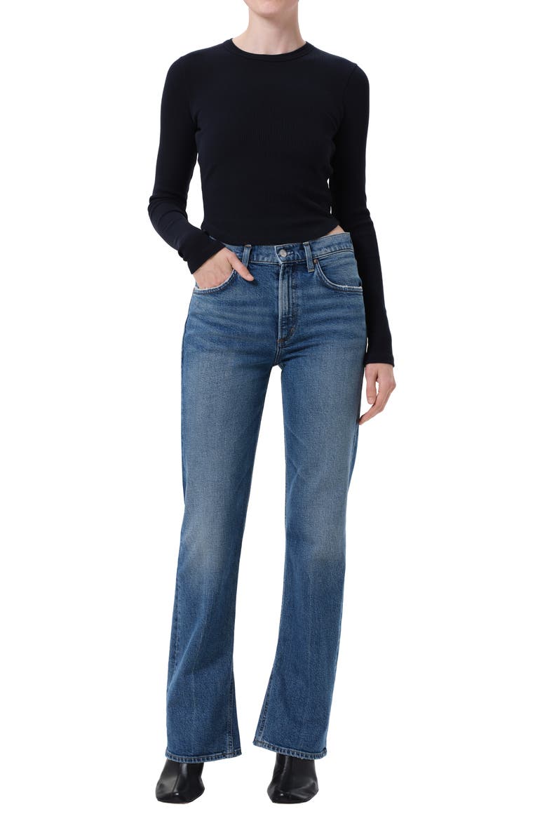 Kick Bootcut Jeans, Alternate, color, CURVE MD WORN IND