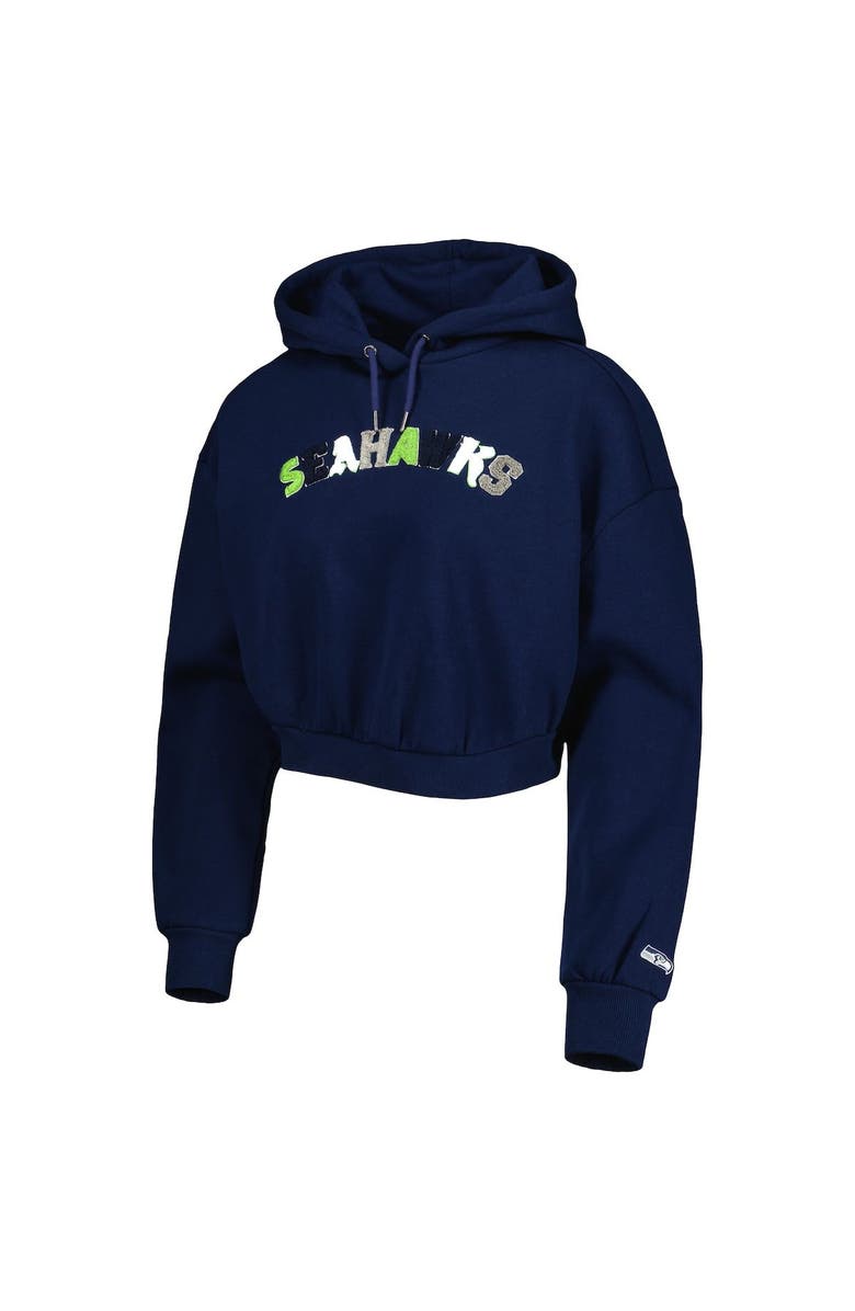THE WILD COLLECTIVE Women's The Wild Collective College Navy Seattle Seahawks Cropped Pullover Hoodie, Alternate, color, Navy