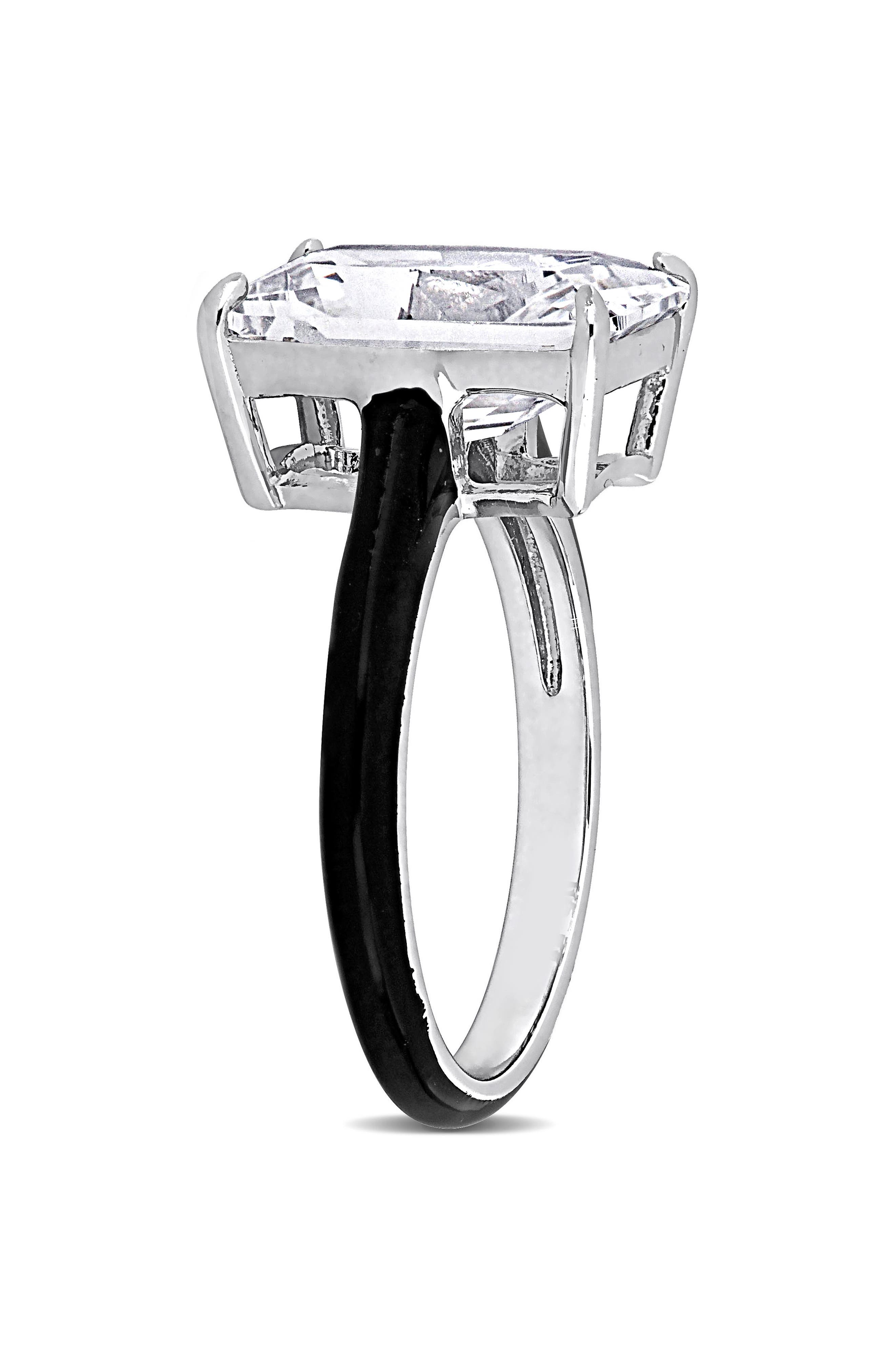 DELMAR Lab-Created White Sapphire & Enamel Ring (Women) | Nordstromrack