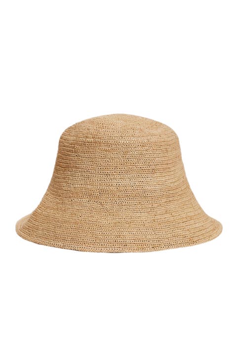 Crochet raffia bucket hat