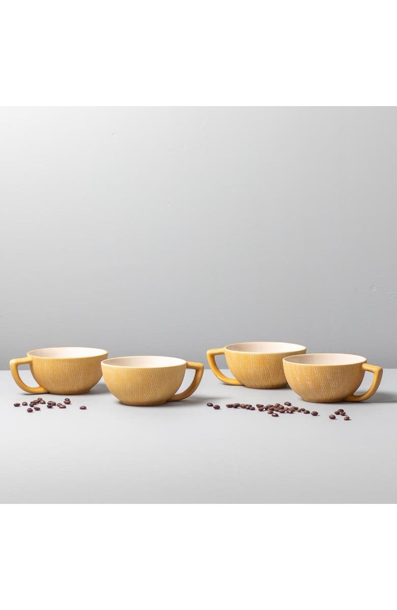 Be Home Crosshatch Latte Mugs - Set of 4, Alternate, color, Marigold