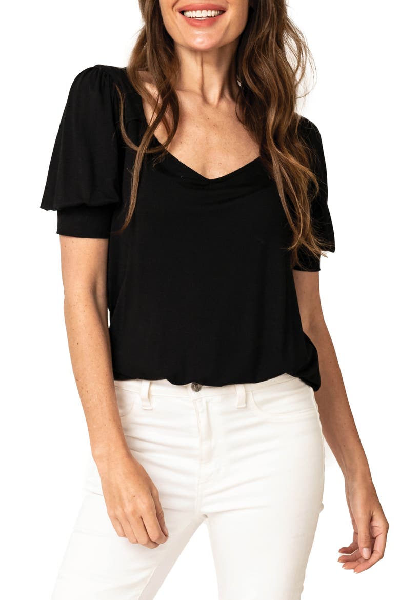 Sweetheart Neck Knit Top, Main, color, BLACK
