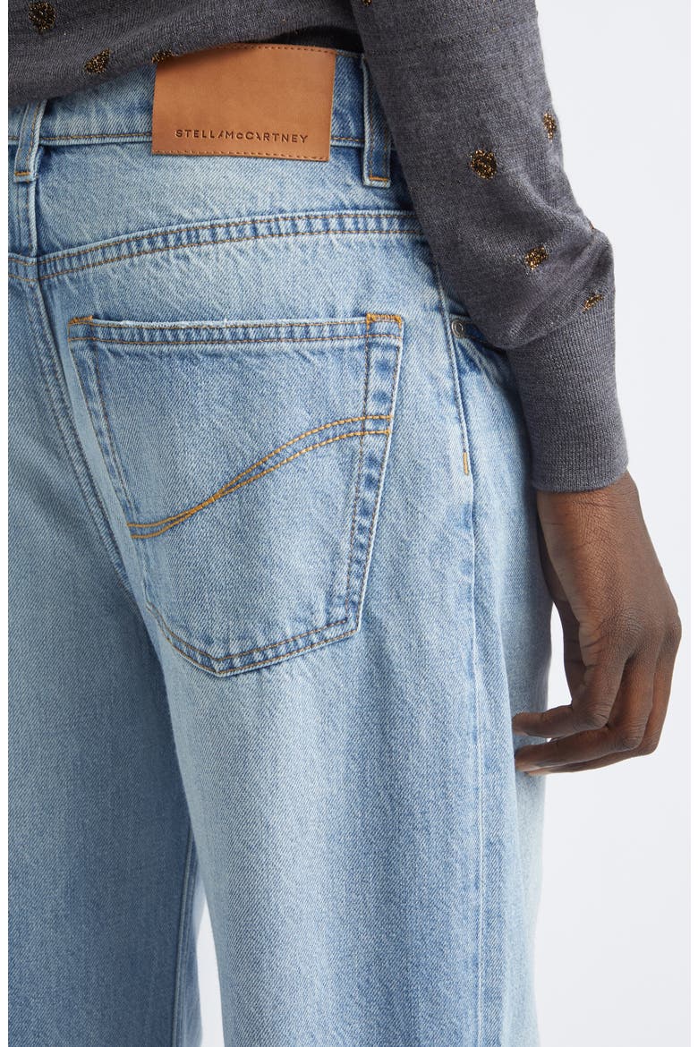 Distressed Patched Straight Let Jeans, Alternate, color, MID BLUE