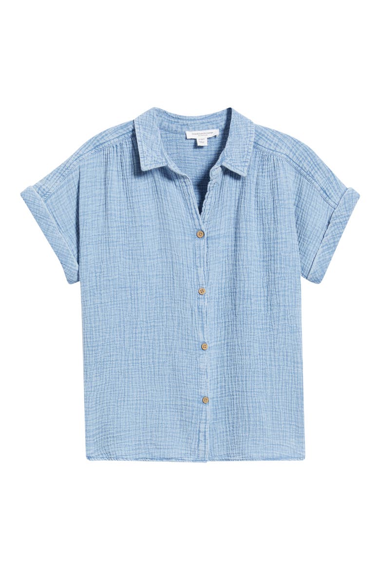 Dana Cotton Button-Up Shirt, Alternate, color, BLUE ACID WASH