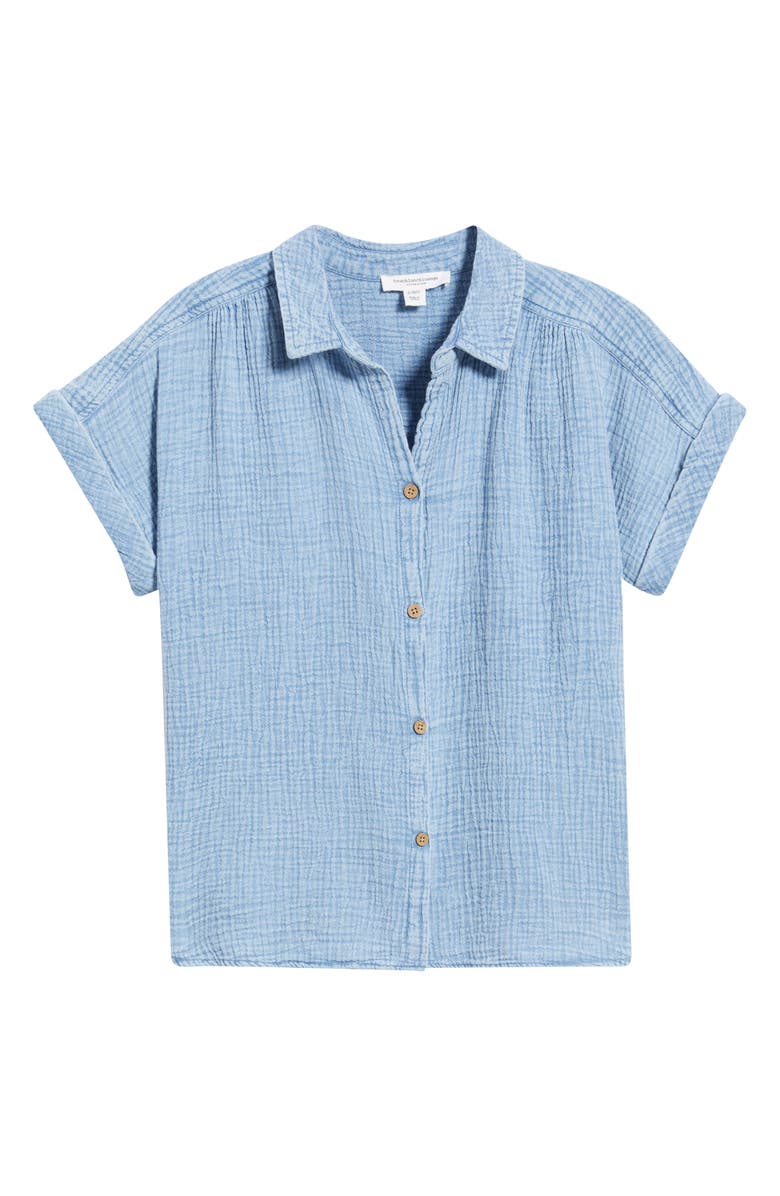 beachlunchlounge Dana Cotton Button-Up Shirt, Alternate, color, Blue Acid Wash