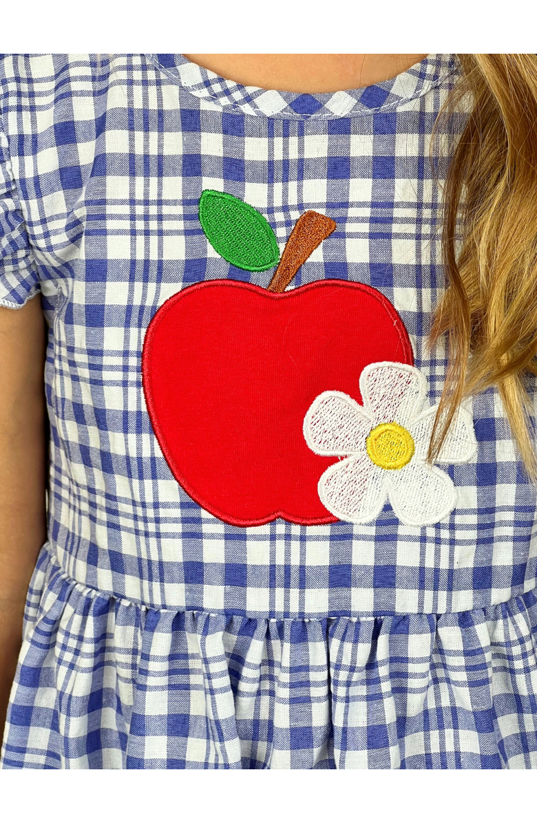 Mia Belle Girls Apple of My Class Cute Back To School Dress, Alternate, color, Blue