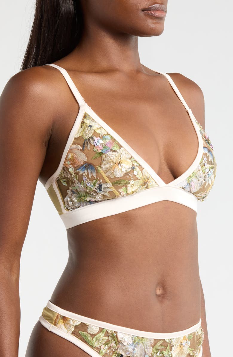 KILO BRAVA Sequin Embroidered Bralette, Alternate, color, Champagne Sparkle