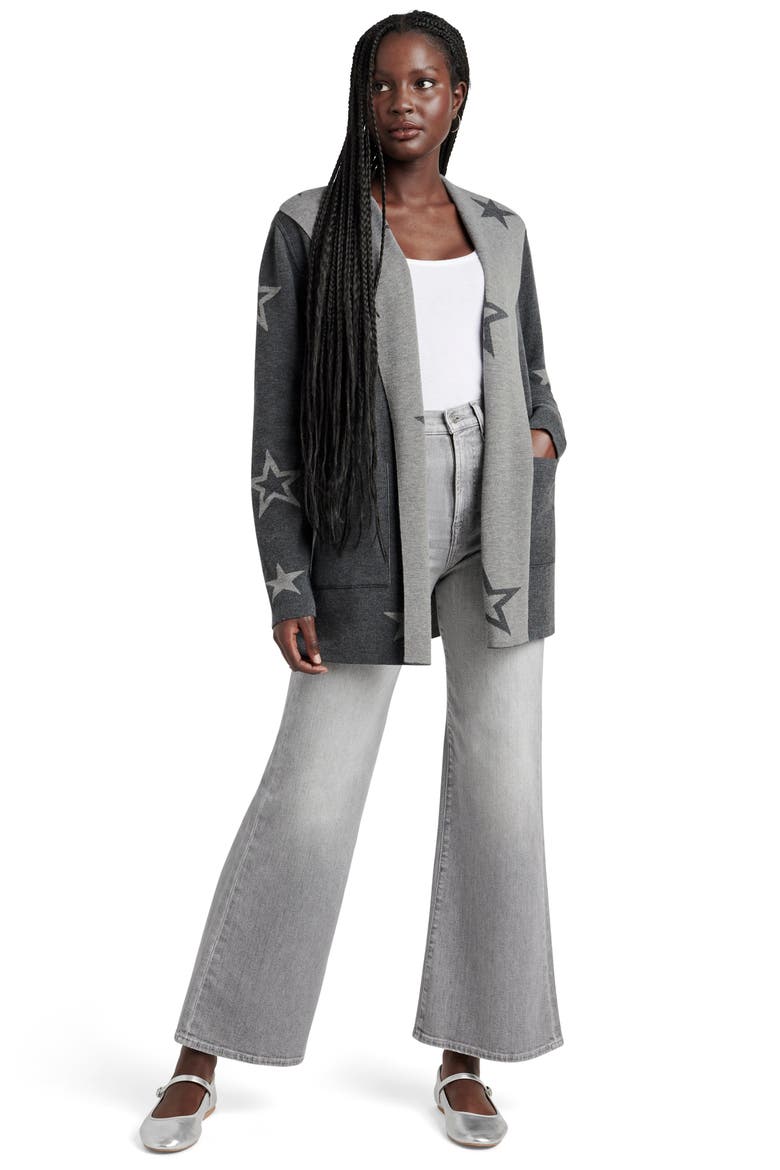 Sydney Star Print Reversible Open Front Hooded Cardigan, Alternate, color, HEATHER SHADOW STARS