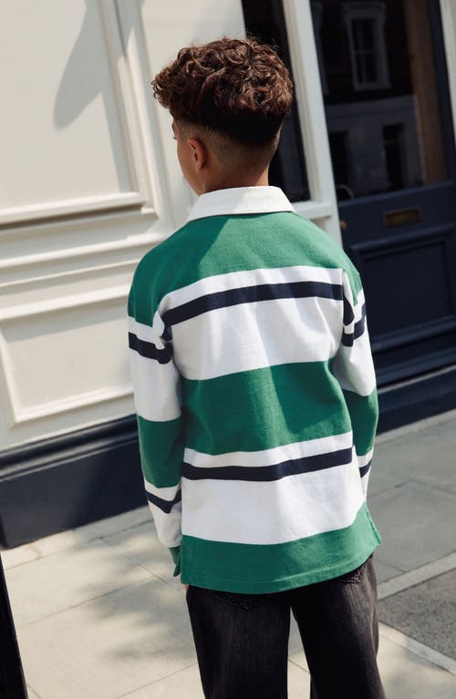Next Kids' Stripe Cotton Rugby Shirt In Green