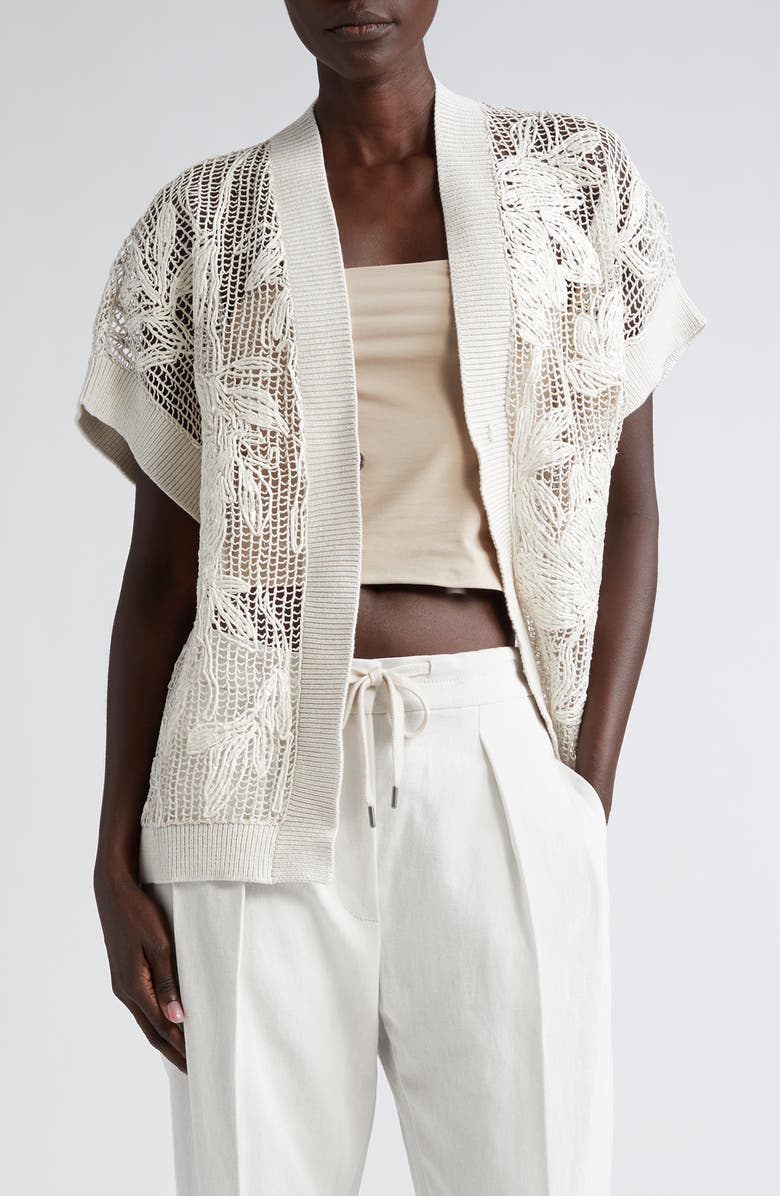 Brunello Cucinelli Botanic Net Cardigan, Main, color, 