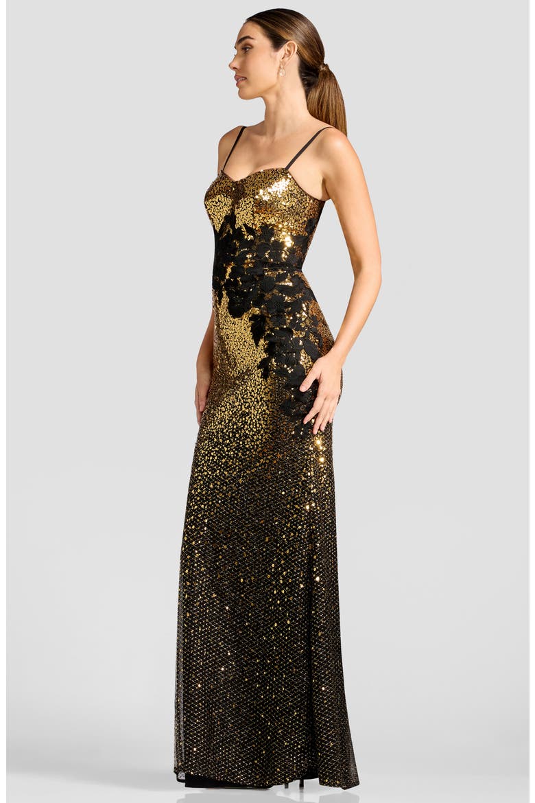 Giovanna Sequin Sleeveless Mermaid Gown, Alternate, color, GOLD MULTI