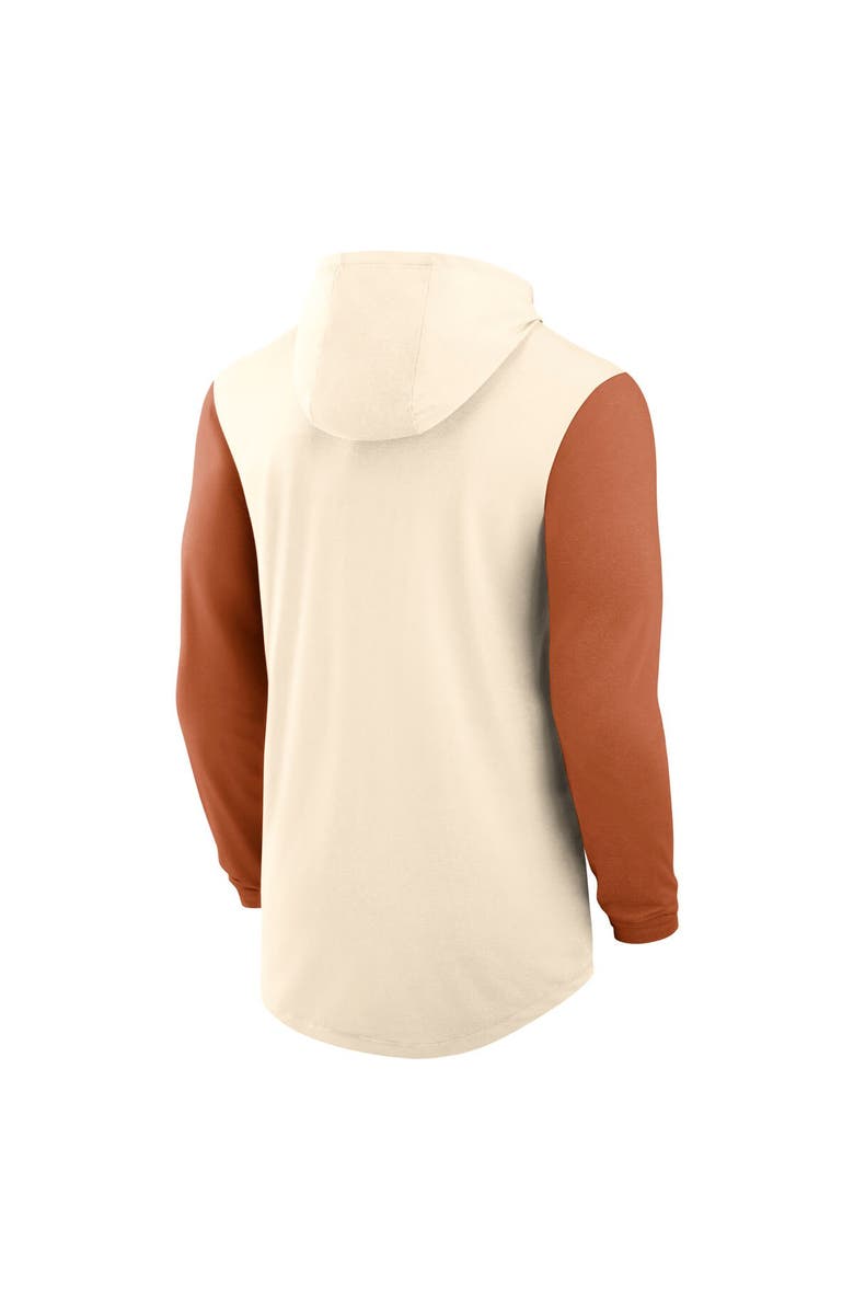 Nike Men's Nike Natural/Texas Orange Texas Longhorns Legacy Color-Block Tri-Blend Performance Long Sleeve Hoodie T-Shirt, Alternate, color, 