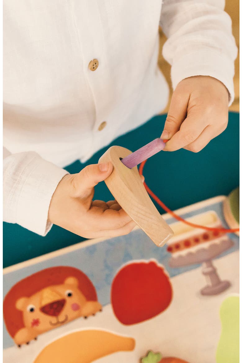 Little Worm Loves to Eat Threading Puzzle, Alternate, color, Multi / Red