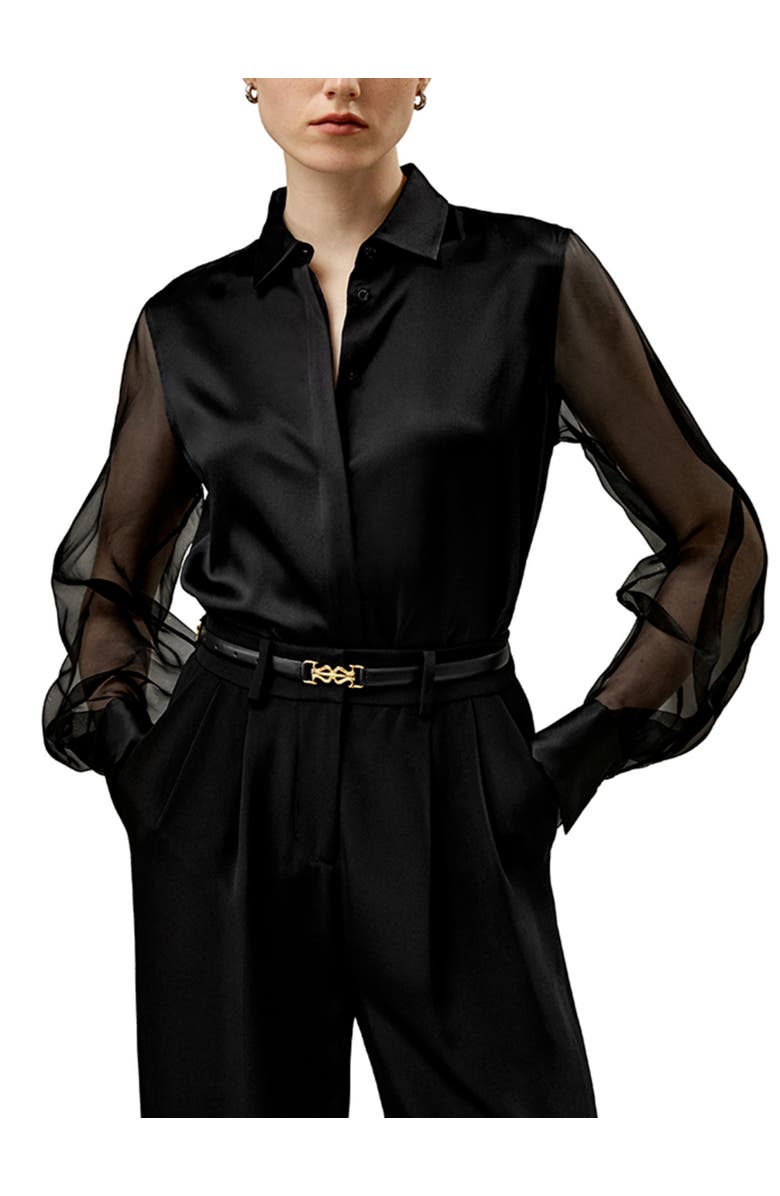 Lilysilk Ethereal Silk Shirt, Main, color, Black