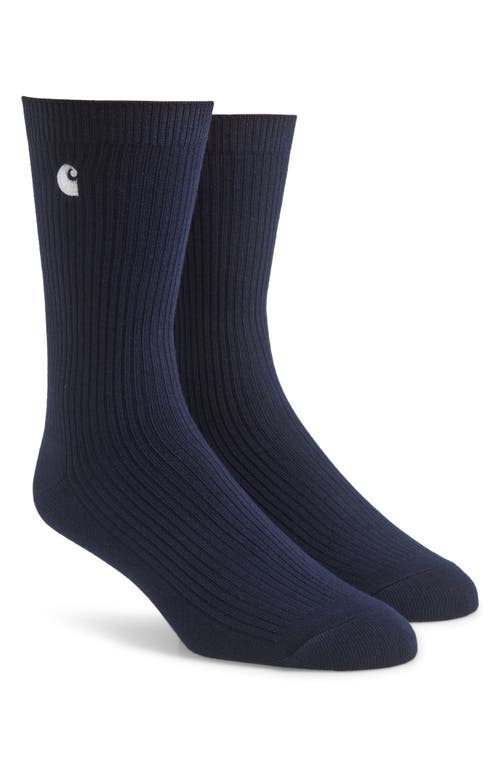 Carhartt Work In Progress Madison 2-Pack Crew Socks in White /Dark Navy 