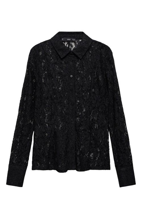 Mango Women's Transparent Lace Shirt In Black