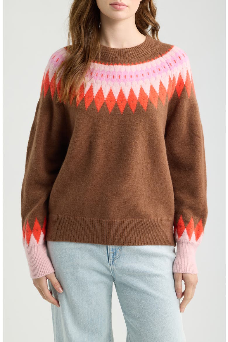Rockets Fair Isle Sweater, Main, color, MULTICOLOR BROWN