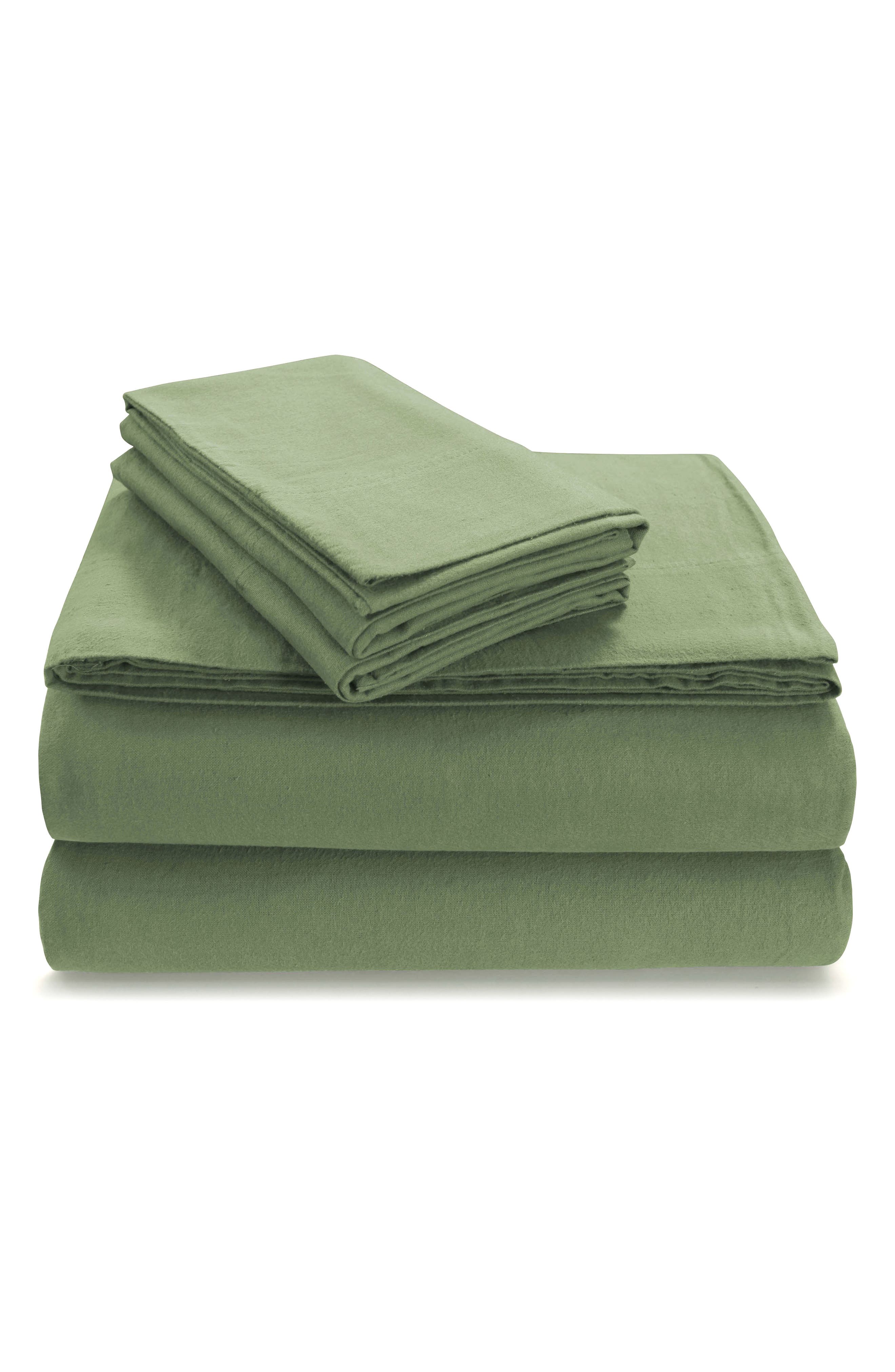 AZORES HOME Solid Cotton Flannel Sheet Set