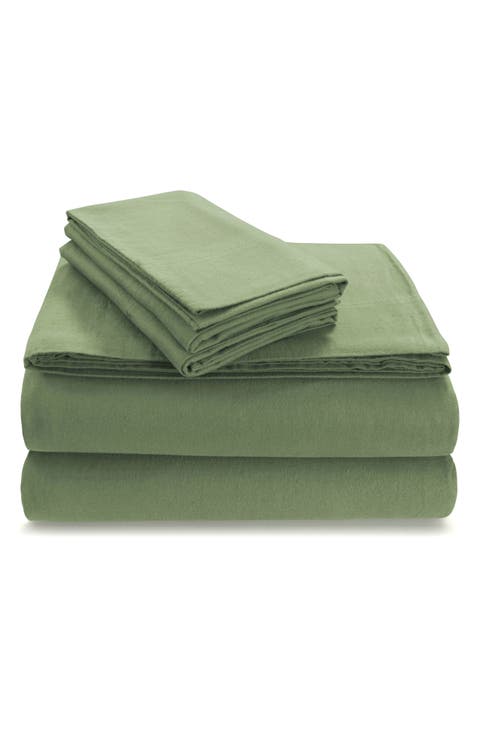 Solid Cotton Flannel Sheet Set