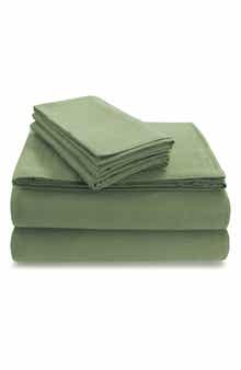 AZORES HOME Solid Cotton Flannel Sheet Set