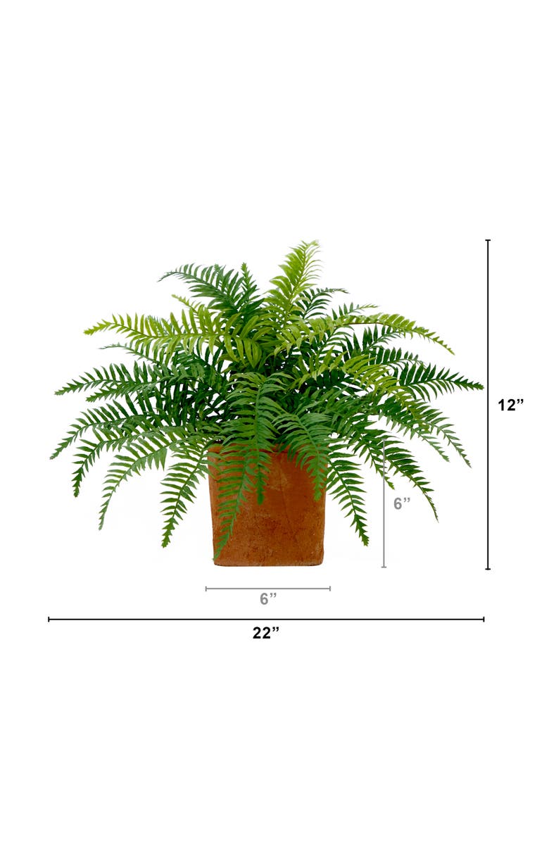 NEARLY NATURAL 22-in Artificial Fern Plant in Decorative Planter, Alternate, color, Green