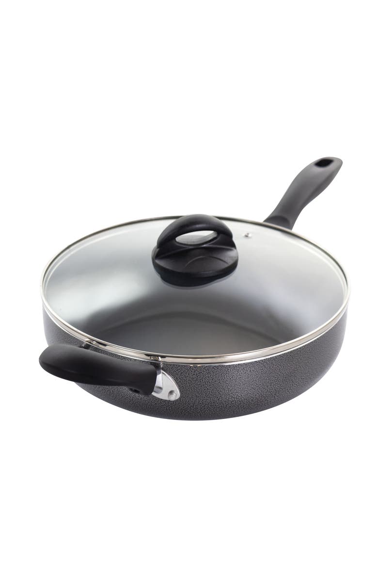 OSTER Clairborne 10.25 Inch Aluminum Sauté Pan with Lid, Main, color, Charcoal Grey