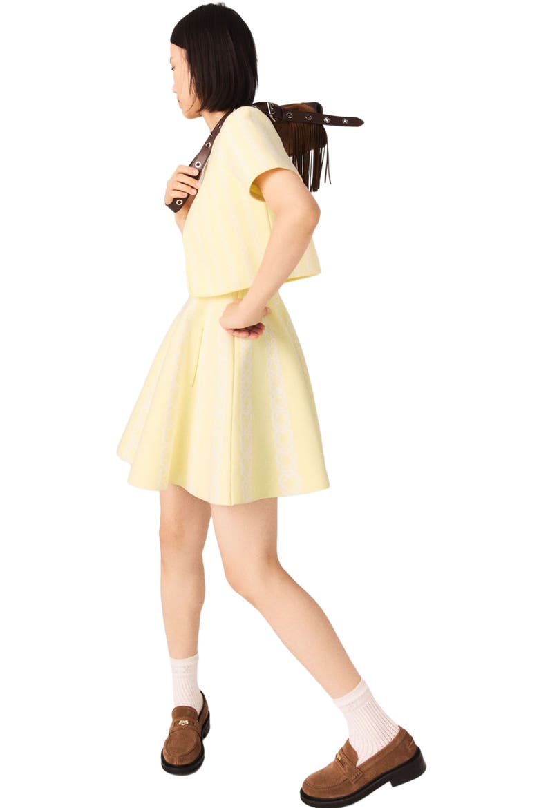 Cropped fancy knit cardigan, Alternate, color, Pale yellow