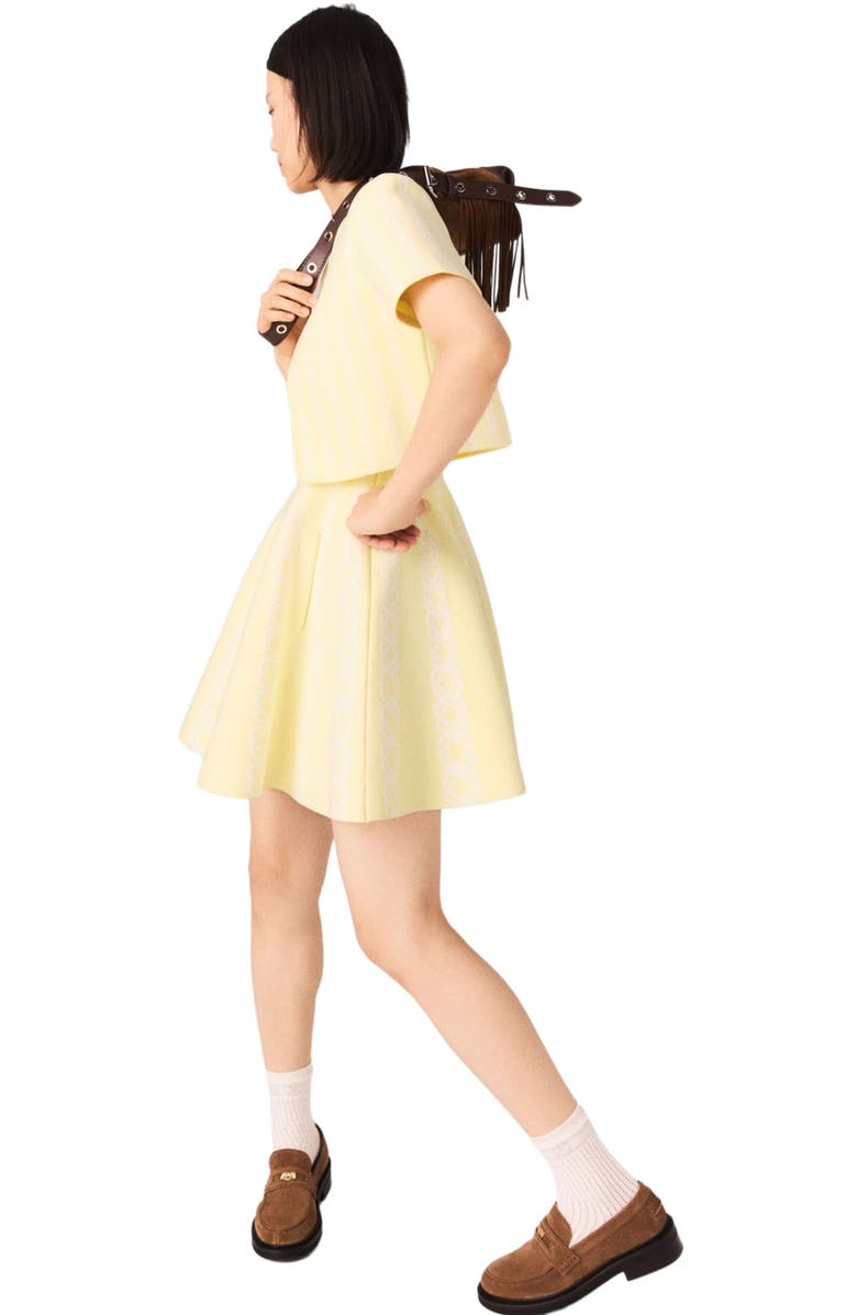 maje Cropped fancy knit cardigan, Alternate, color, Pale Yellow