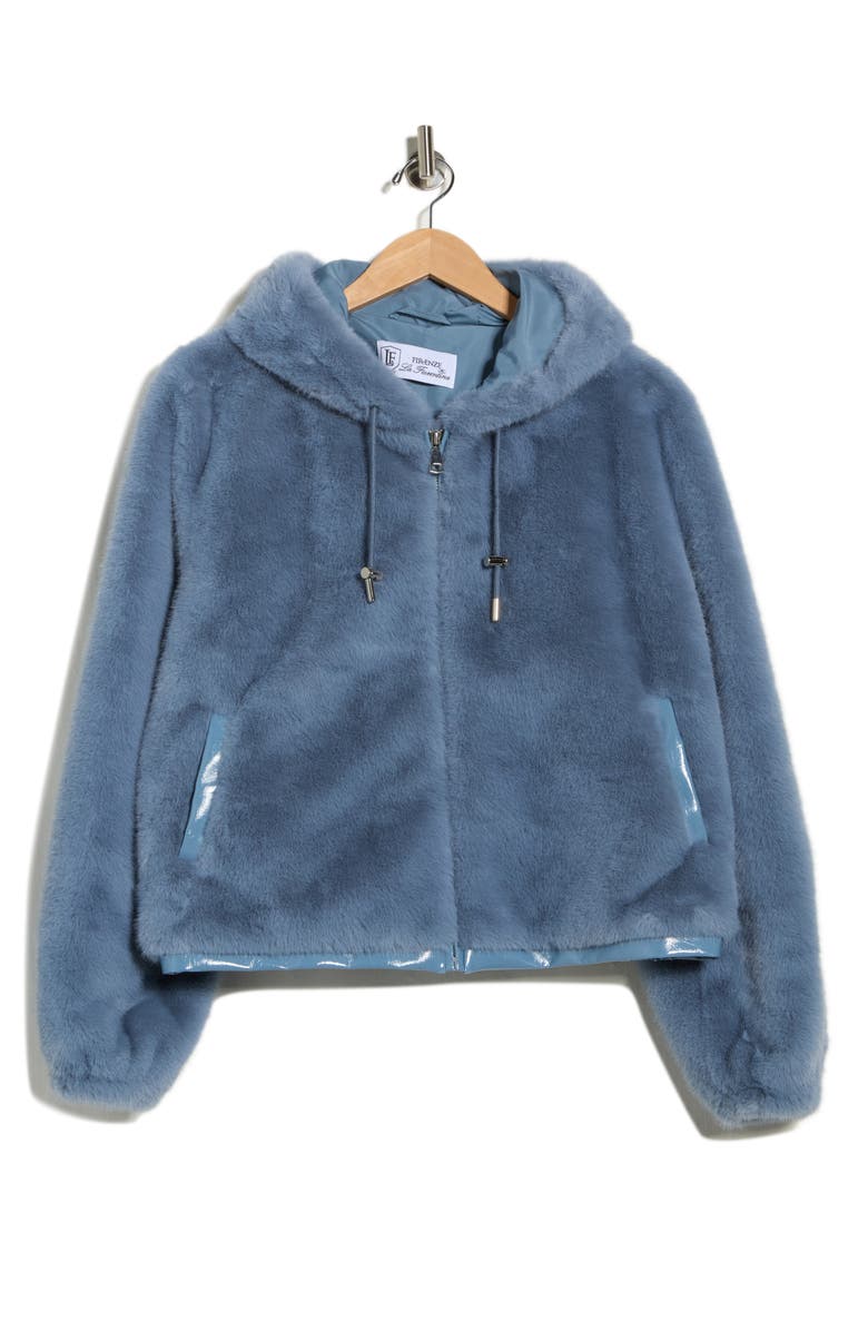 La Fiorentina Faux Fur Hoodie, Alternate, color, Light Blue