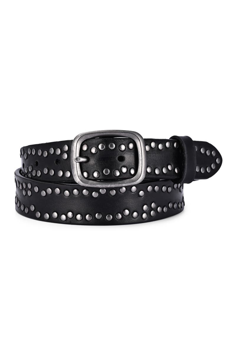 OLD TREND Westland Genuine Leather Desert Inspired Studded Belt, Main, color, Black