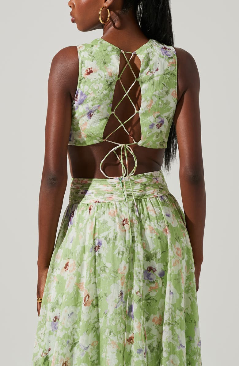 ASTR the Label Noya Floral Pleated Cutout Maxi Dress, Alternate, color,