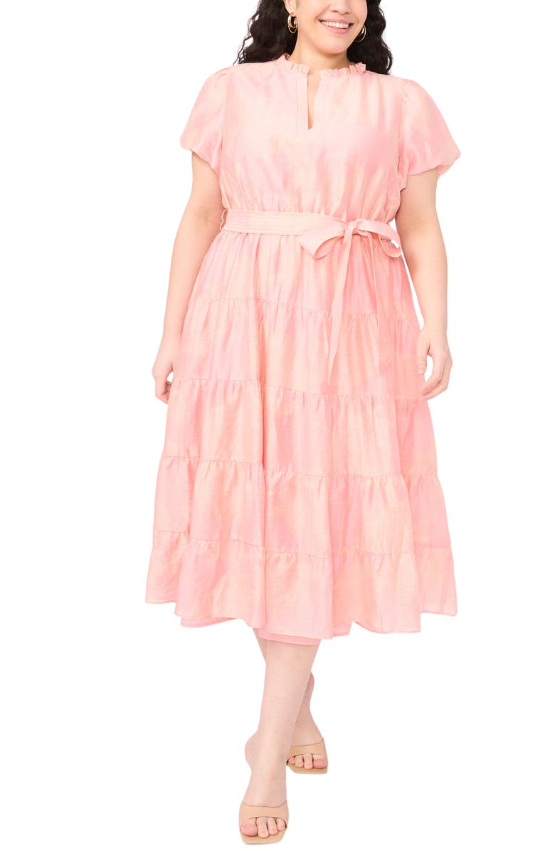 Vince Camuto Abstract Print Fit & Flare Midi Dress, Main, color, Summer Rose