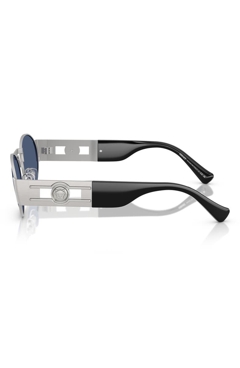 Versace 56mm Oval Sunglasses, Alternate, color, Silver / Dark Blue